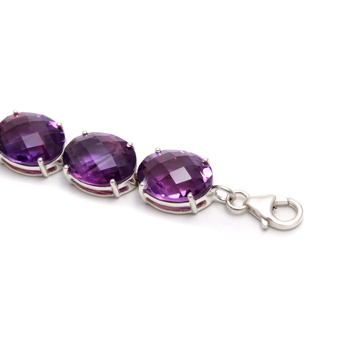 Natural Amethyst Tennis Bracelet - 925 Sterling Silver Oval Cut