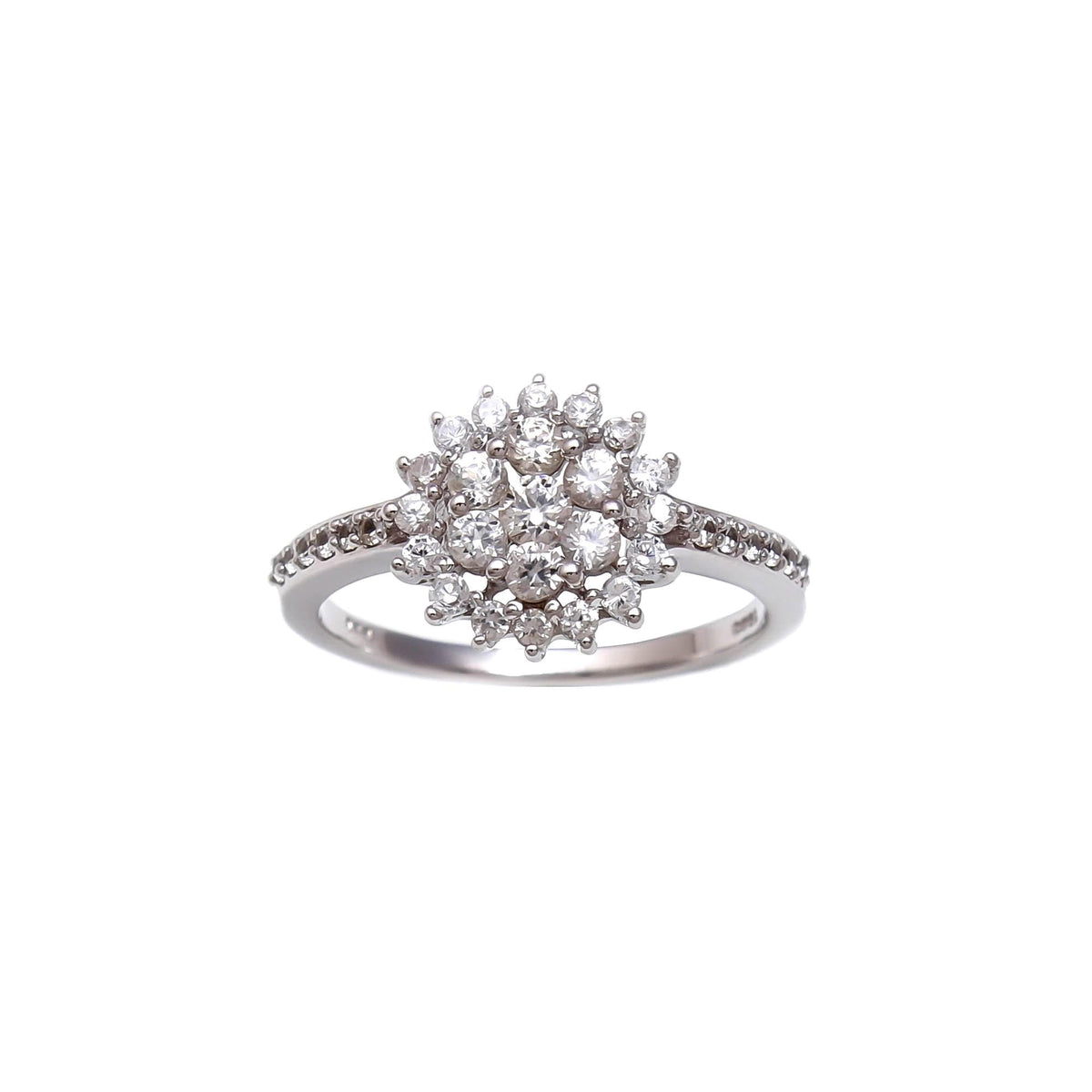 Natural Zircon Cluster Ring - 925 Sterling Silver Stackable Band