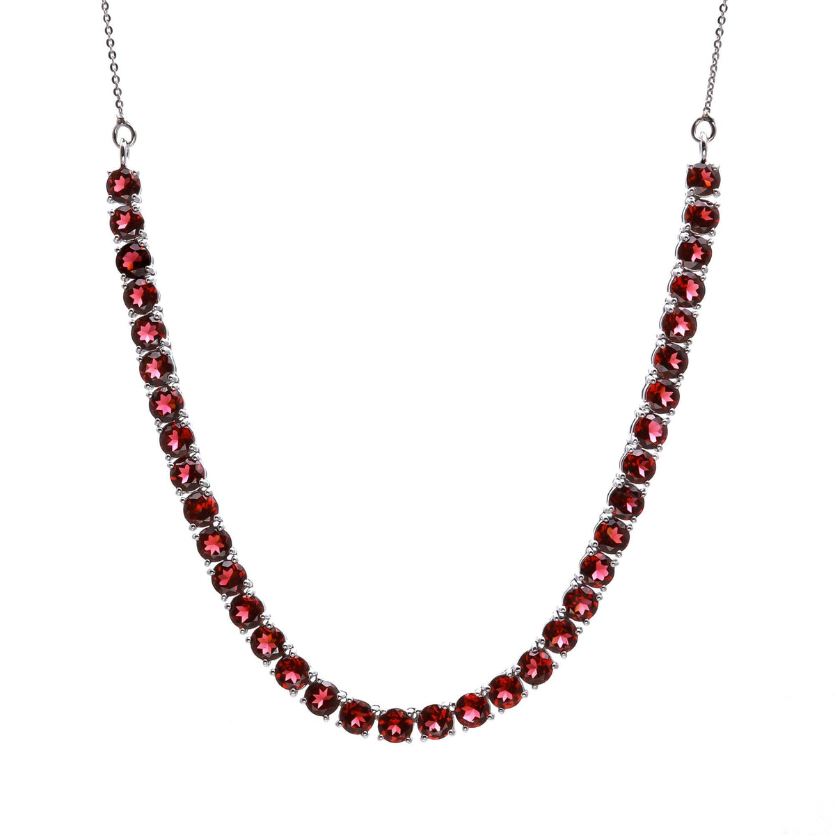 Garnet Statement Necklace - 925 Sterling Silver Red Gemstone