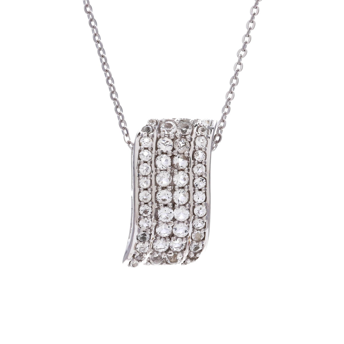 Natural Zircon Wavy Pendant - 925 Sterling Silver Round-Cut