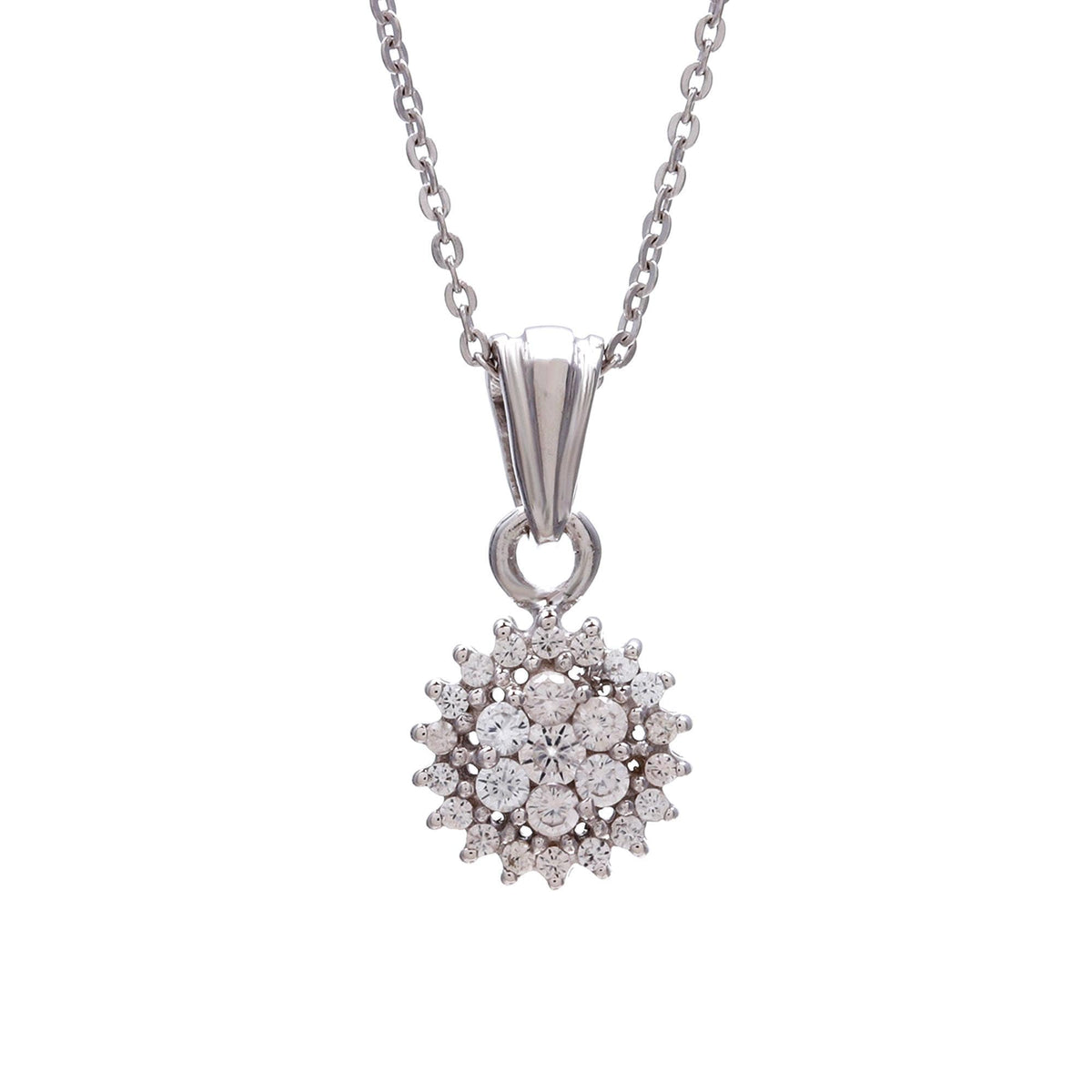Natural Zircon Round Cut Pendant - 925 Sterling Silver