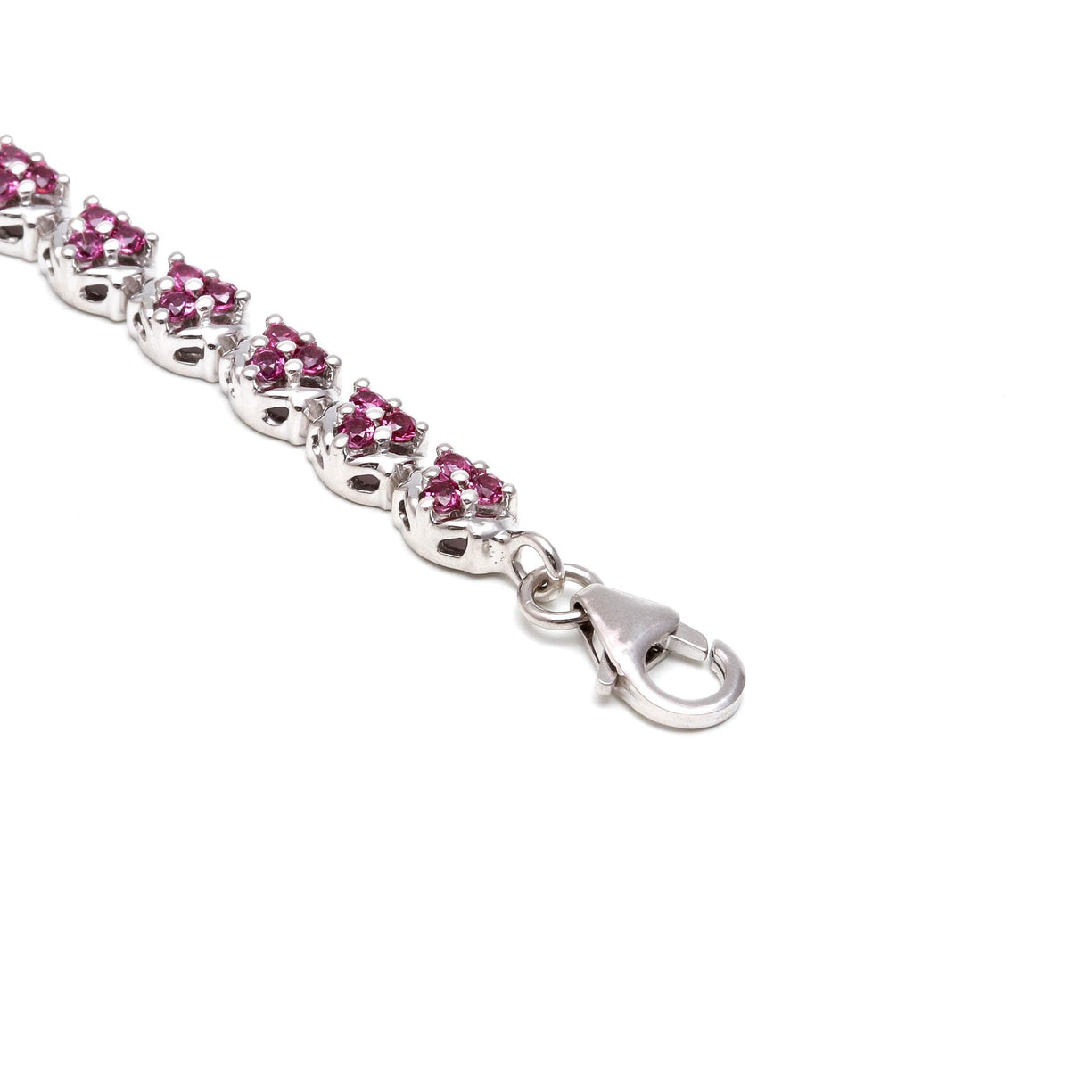 Rhodolite Round Cut Bracelet - 925 Sterling Silver Pink Gemstone
