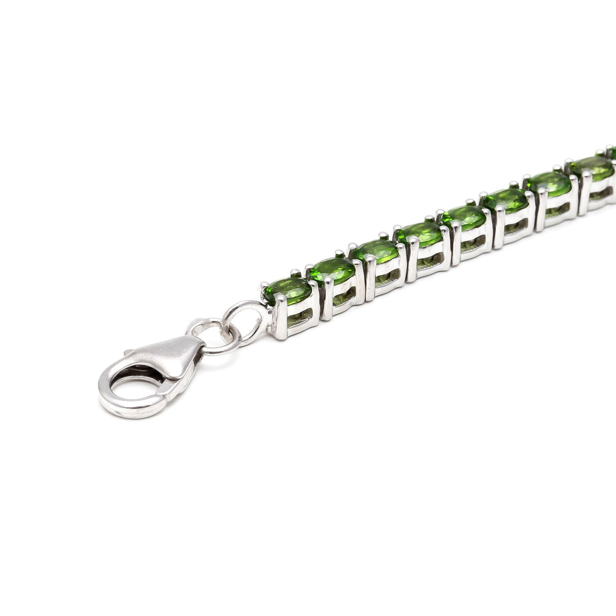 Chrome Diopside 925 Sterling Silver Oval Statement Bracelet