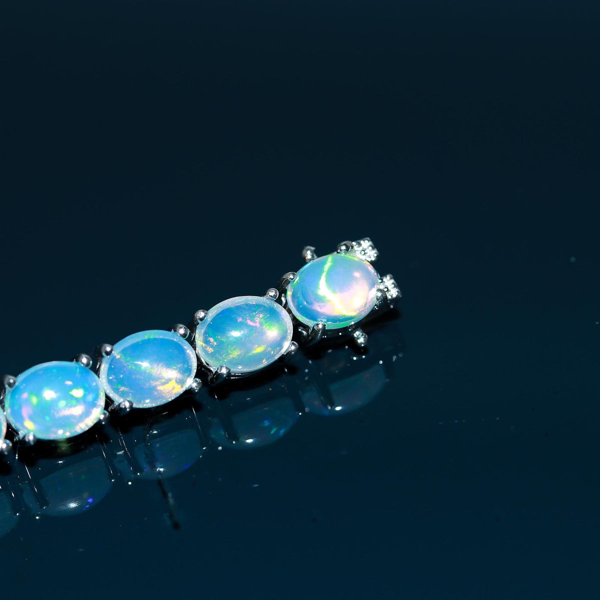 Ethiopian Opal Bracelet - 925 Sterling Silver Oval Cabochon