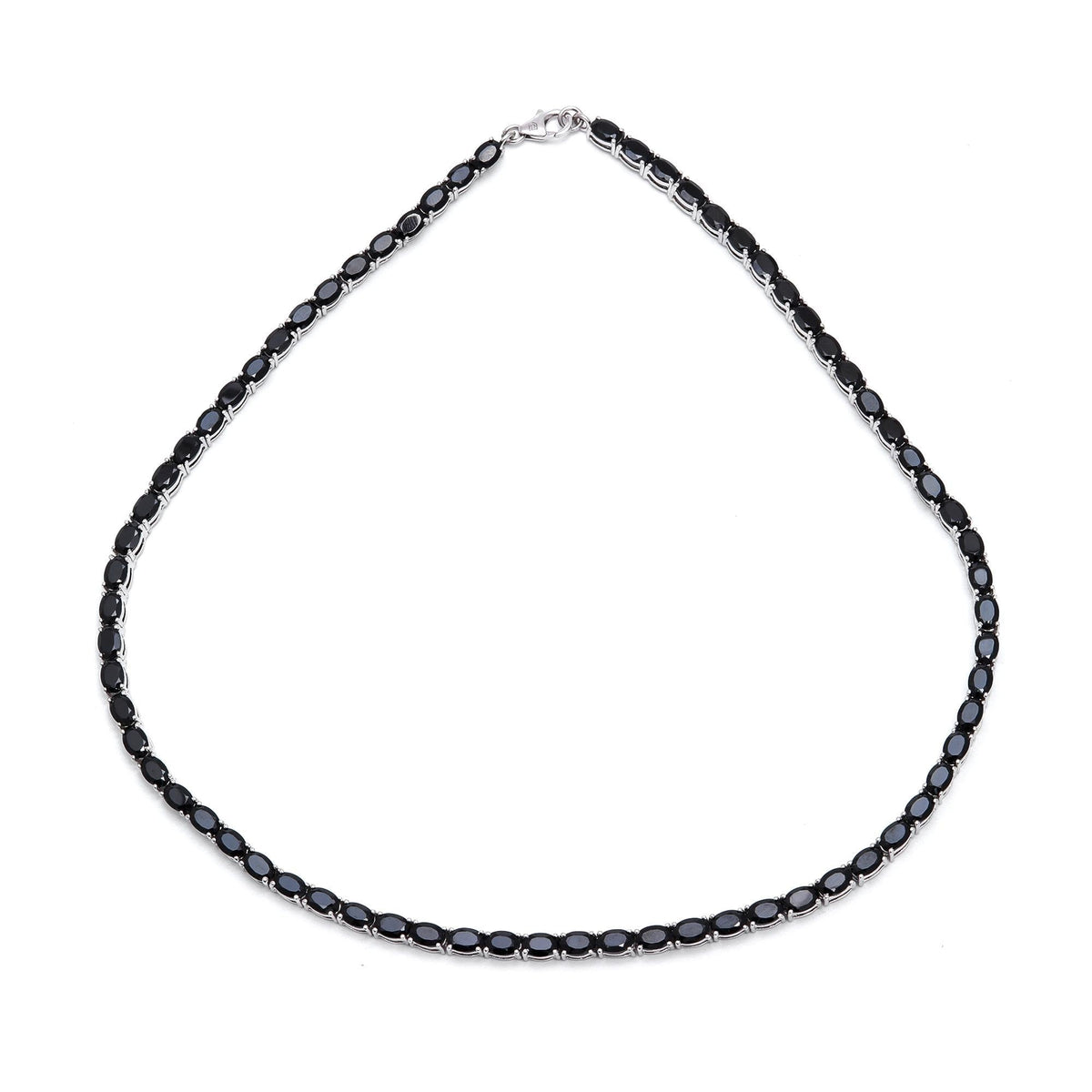 Black Spinel Statement Necklace - 925 Sterling Silver Handmade
