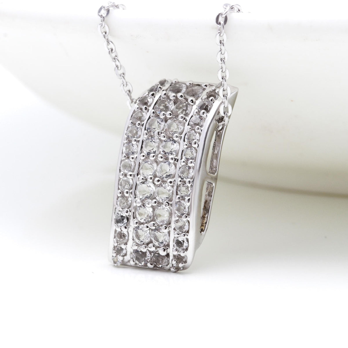 Natural Zircon Wavy Pendant - 925 Sterling Silver Round-Cut