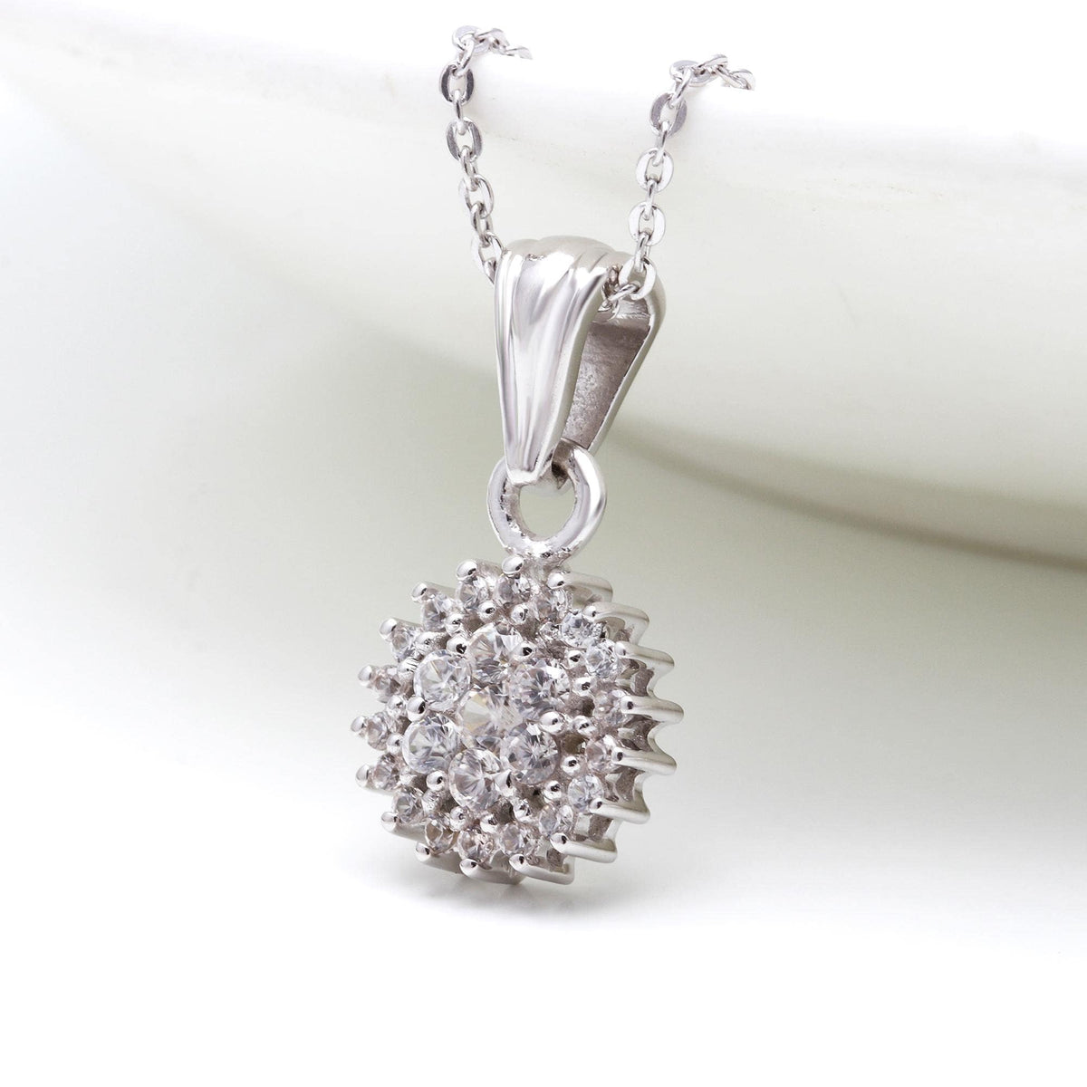 Natural Zircon Round Cut Pendant - 925 Sterling Silver