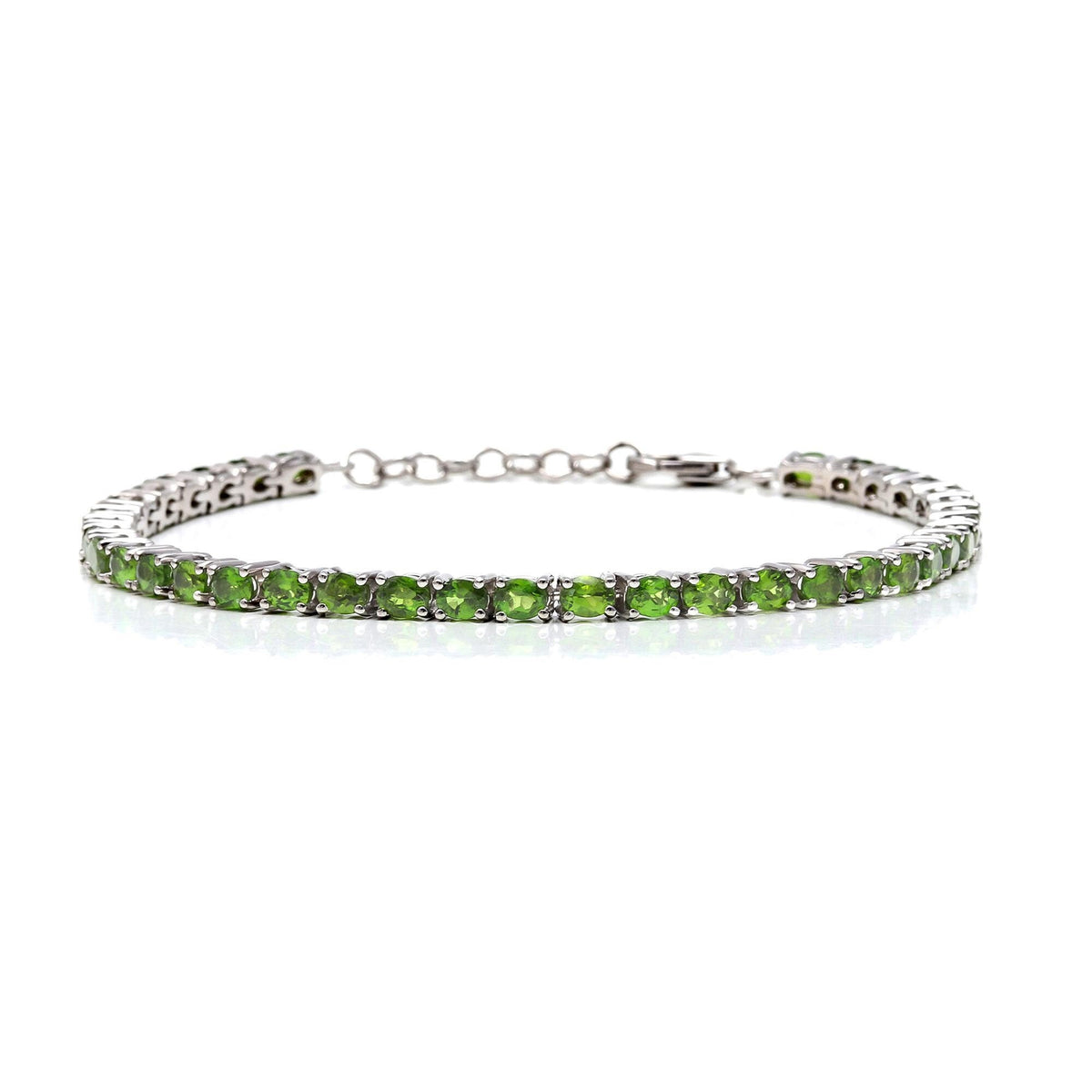Chrome Diopside 925 Sterling Silver Oval Statement Bracelet