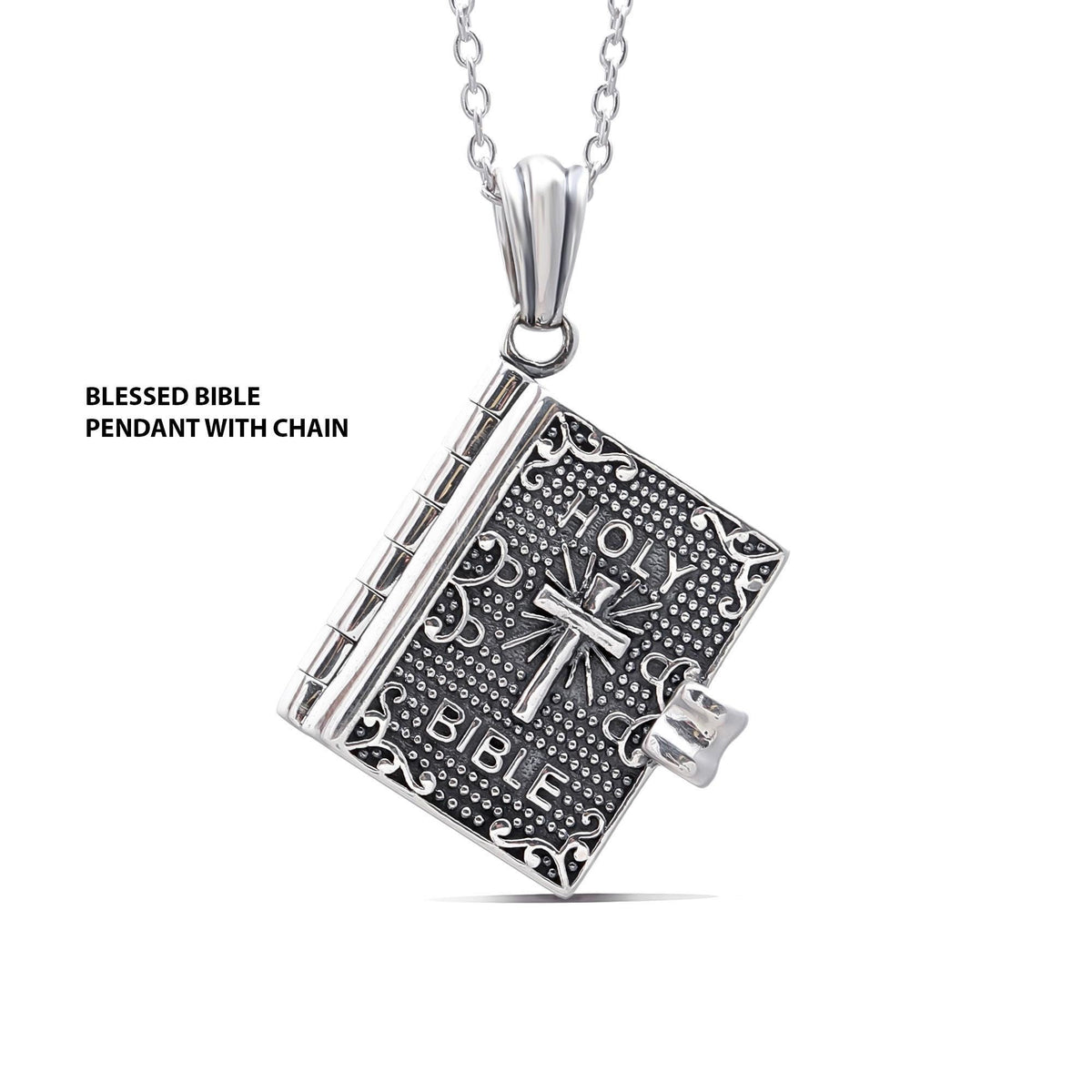 925 Sterling Silver Openable Holy Bible Locket Pendant